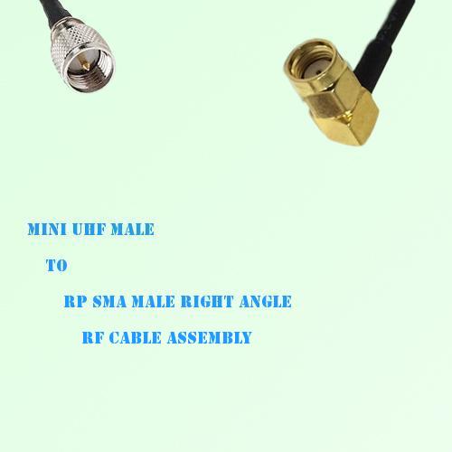 Mini UHF Male to RP SMA Male Right Angle RF Cable Assembly Mini UHF Male to RP SMA Male Right Angle RF Cable Assembly