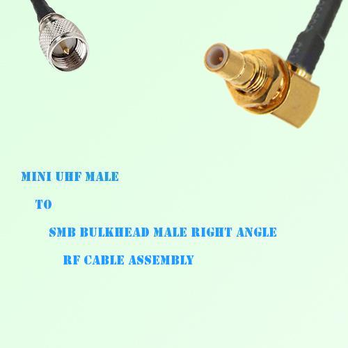 Mini UHF Male to SMB Bulkhead Male Right Angle RF Cable Assembly