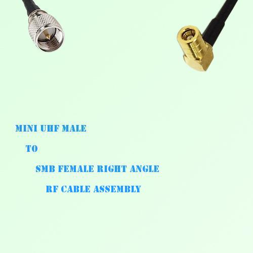 Mini UHF Male to SMB Female Right Angle RF Cable Assembly
