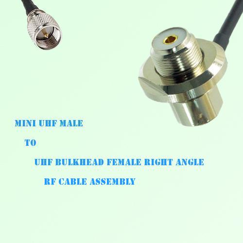 Mini UHF Male to UHF Bulkhead Female Right Angle RF Cable Assembly Mini UHF Male to UHF Bulkhead Female Right Angle RF Cable Assembly
