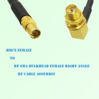 MMCX Female to RP SMA Bulkhead Female Right Angle RF Cable Assembly MMCX Female to RP SMA Bulkhead Female Right Angle RF Cable Assembly