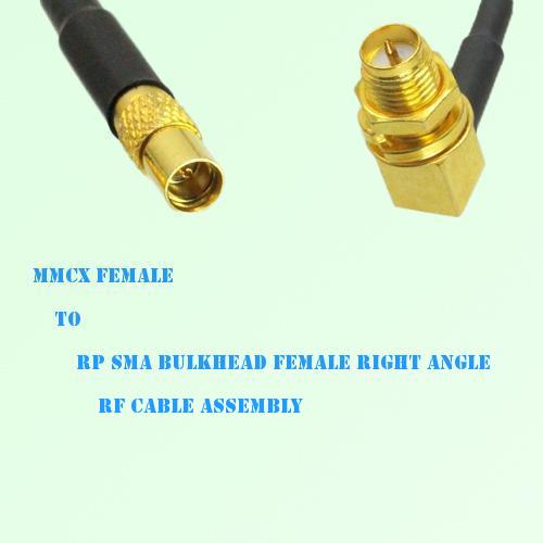 MMCX Female to RP SMA Bulkhead Female Right Angle RF Cable Assembly MMCX Female to RP SMA Bulkhead Female Right Angle RF Cable Assembly