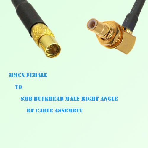 MMCX Female to SMB Bulkhead Male Right Angle RF Cable Assembly MMCX Female to SMB Bulkhead Male Right Angle RF Cable Assembly