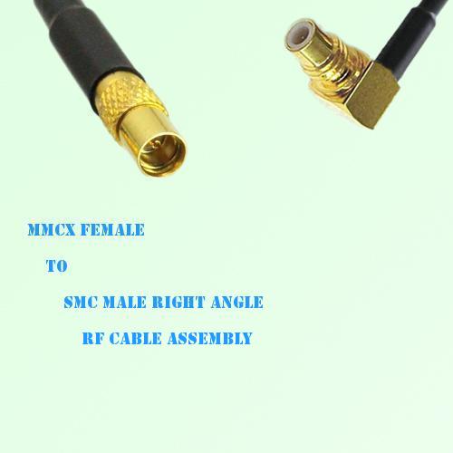 MMCX Female to SMC Male Right Angle RF Cable Assembly