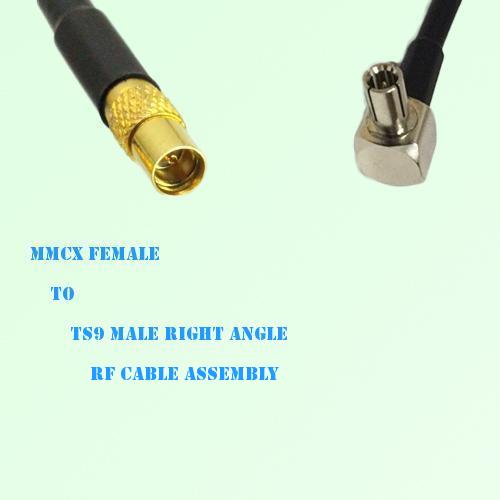 MMCX Female to TS9 Male Right Angle RF Cable Assembly