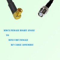 MMCX Female Right Angle to Mini UHF Female RF Cable Assembly MMCX Female Right Angle to Mini UHF Female RF Cable Assembly