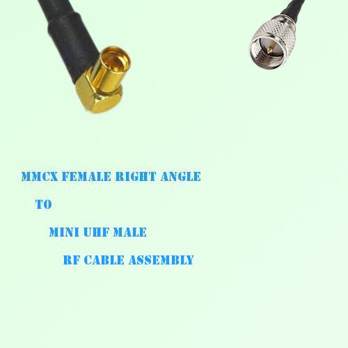 MMCX Female Right Angle to Mini UHF Male RF Cable Assembly
