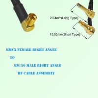 MMCX Female Right Angle to MS156 Male Right Angle RF Cable Assembly