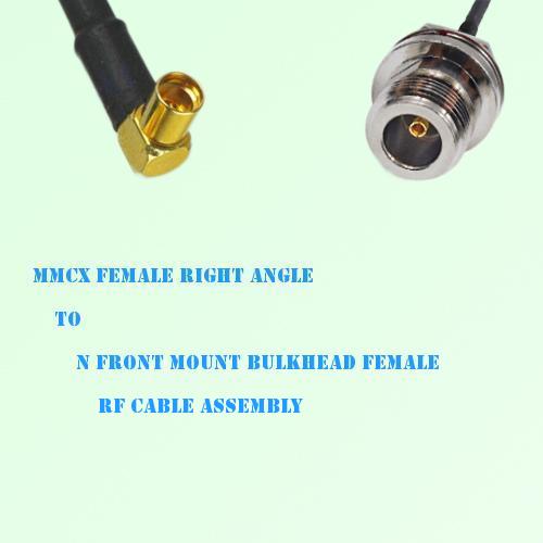 MMCX Female R/A to N Front Mount Bulkhead Female RF Cable Assembly MMCX Female R/A to N Front Mount Bulkhead Female RF Cable Assembly