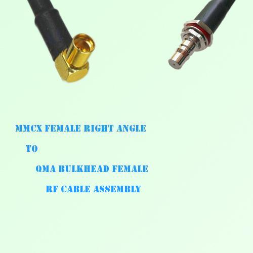 MMCX Female Right Angle to QMA Bulkhead Female RF Cable Assembly
