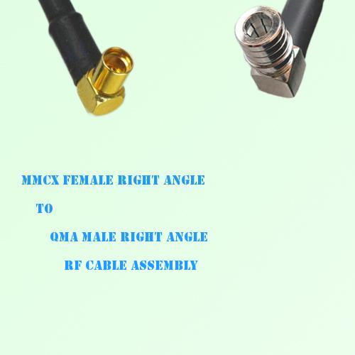 MMCX Female Right Angle to QMA Male Right Angle RF Cable Assembly
