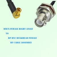MMCX Female Right Angle to RP BNC Bulkhead Female RF Cable Assembly