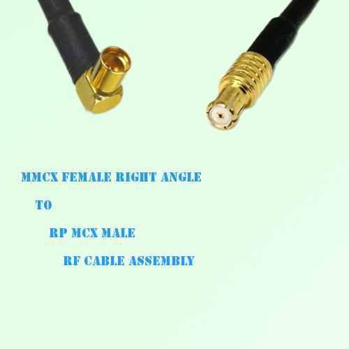 MMCX Female Right Angle to RP MCX Male RF Cable Assembly