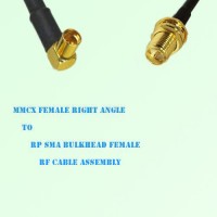 MMCX Female Right Angle to RP SMA Bulkhead Female RF Cable Assembly MMCX Female Right Angle to RP SMA Bulkhead Female RF Cable Assembly
