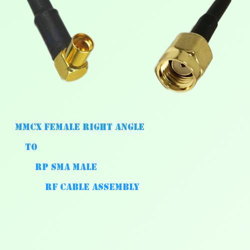 MMCX Female Right Angle to RP SMA Male RF Cable Assembly