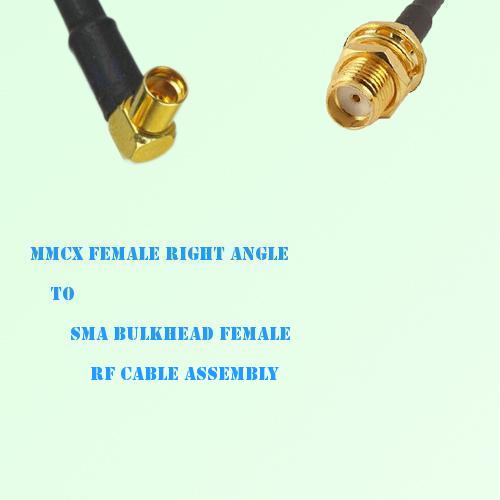 MMCX Female Right Angle to SMA Bulkhead Female RF Cable Assembly