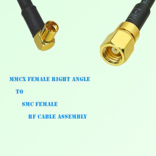 MMCX Female Right Angle to SMC Female RF Cable Assembly
