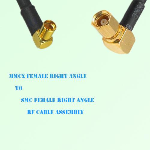 MMCX Female Right Angle to SMC Female Right Angle RF Cable Assembly