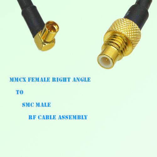 MMCX Female Right Angle to SMC Male RF Cable Assembly