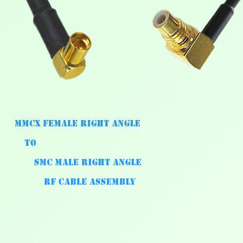 MMCX Female Right Angle to SMC Male Right Angle RF Cable Assembly