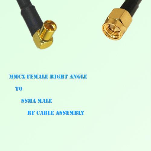 MMCX Female Right Angle to SSMA Male RF Cable Assembly