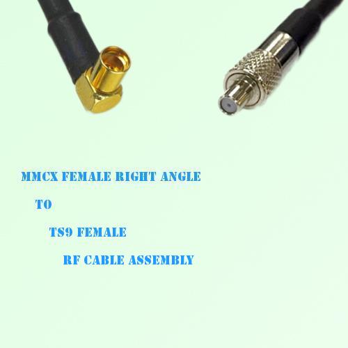 MMCX Female Right Angle to TS9 Female RF Cable Assembly