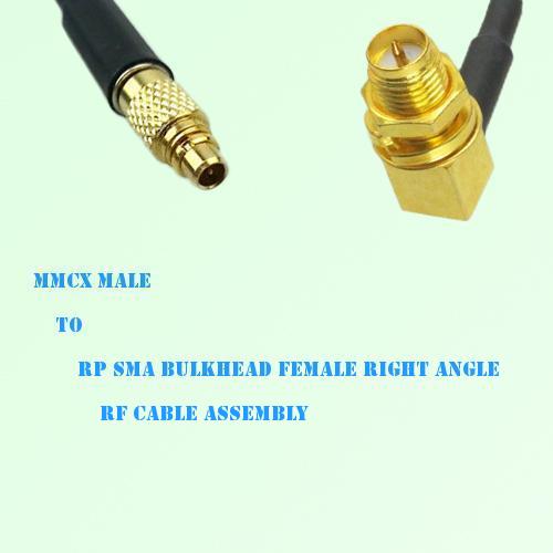 MMCX Male to RP SMA Bulkhead Female Right Angle RF Cable Assembly MMCX Male to RP SMA Bulkhead Female Right Angle RF Cable Assembly