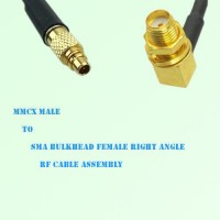 MMCX Male to SMA Bulkhead Female Right Angle RF Cable Assembly