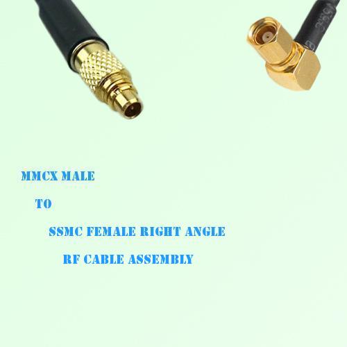 MMCX Male to SSMC Female Right Angle RF Cable Assembly