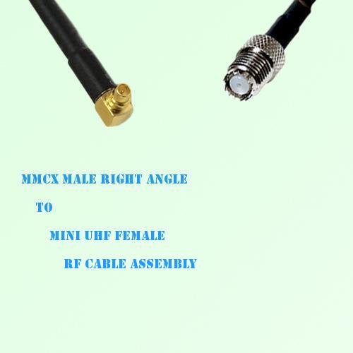 MMCX Male Right Angle to Mini UHF Female RF Cable Assembly MMCX Male Right Angle to Mini UHF Female RF Cable Assembly