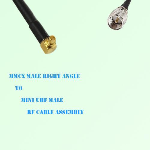 MMCX Male Right Angle to Mini UHF Male RF Cable Assembly MMCX Male Right Angle to Mini UHF Male RF Cable Assembly