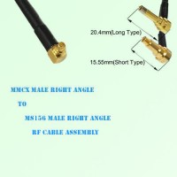 MMCX Male Right Angle to MS156 Male Right Angle RF Cable Assembly
