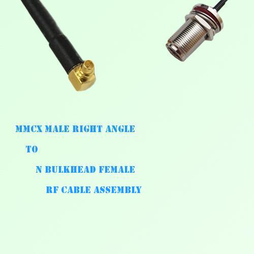 MMCX Male Right Angle to N Bulkhead Female RF Cable Assembly