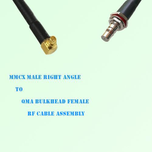 MMCX Male Right Angle to QMA Bulkhead Female RF Cable Assembly