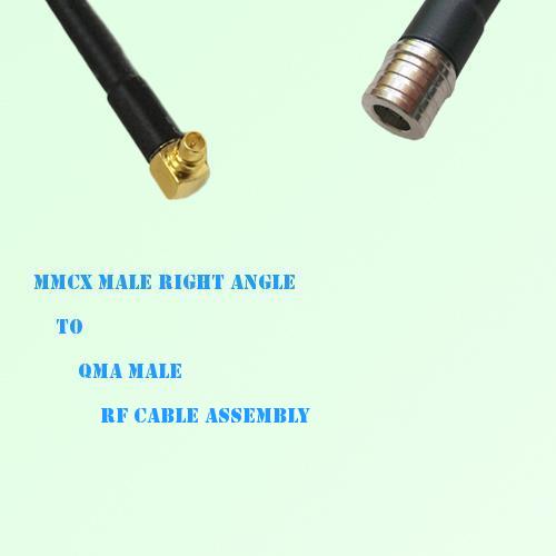 MMCX Male Right Angle to QMA Male RF Cable Assembly