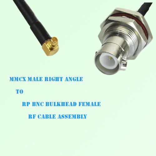 MMCX Male Right Angle to RP BNC Bulkhead Female RF Cable Assembly MMCX Male Right Angle to RP BNC Bulkhead Female RF Cable Assembly