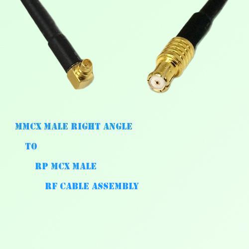 MMCX Male Right Angle to RP MCX Male RF Cable Assembly