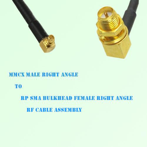 MMCX Male R/A to RP SMA Bulkhead Female R/A RF Cable Assembly MMCX Male R/A to RP SMA Bulkhead Female R/A RF Cable Assembly