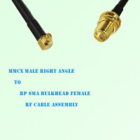 MMCX Male Right Angle to RP SMA Bulkhead Female RF Cable Assembly MMCX Male Right Angle to RP SMA Bulkhead Female RF Cable Assembly