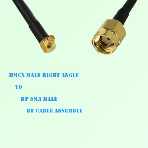 MMCX Male Right Angle to RP SMA Male RF Cable Assembly