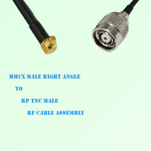 MMCX Male Right Angle to RP TNC Male RF Cable Assembly