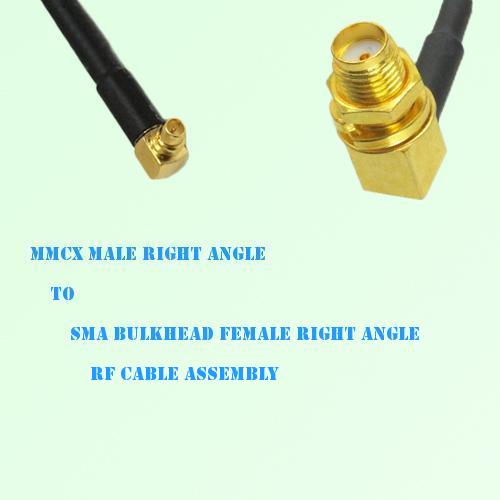 MMCX Male R/A to SMA Bulkhead Female R/A RF Cable Assembly