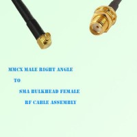 MMCX Male Right Angle to SMA Bulkhead Female RF Cable Assembly