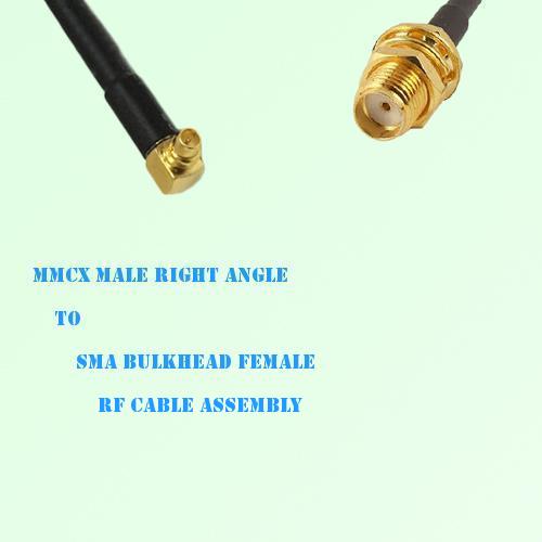 MMCX Male Right Angle to SMA Bulkhead Female RF Cable Assembly