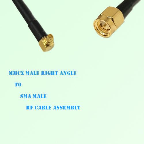 MMCX Male Right Angle to SMA Male RF Cable Assembly