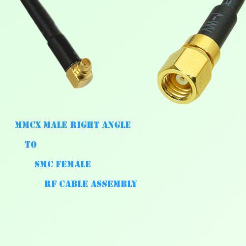 MMCX Male Right Angle to SMC Female RF Cable Assembly