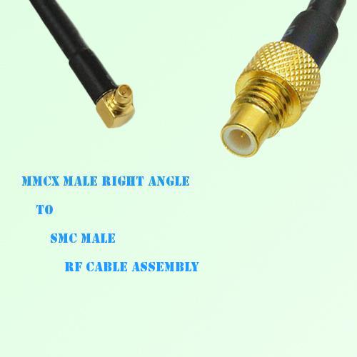 MMCX Male Right Angle to SMC Male RF Cable Assembly