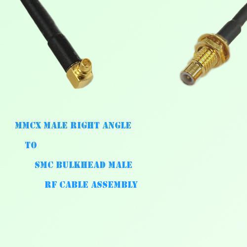 MMCX Male Right Angle to SMC Bulkhead Male RF Cable Assembly
