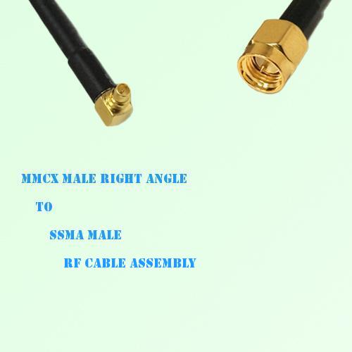 MMCX Male Right Angle to SSMA Male RF Cable Assembly