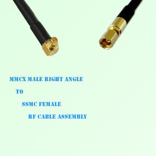 MMCX Male Right Angle to SSMC Female RF Cable Assembly